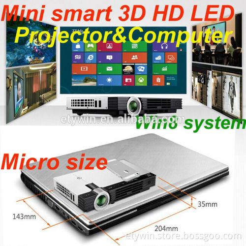 Projector Win8 system full hd 3d led projector with computer 300 inch projector screen mini projector